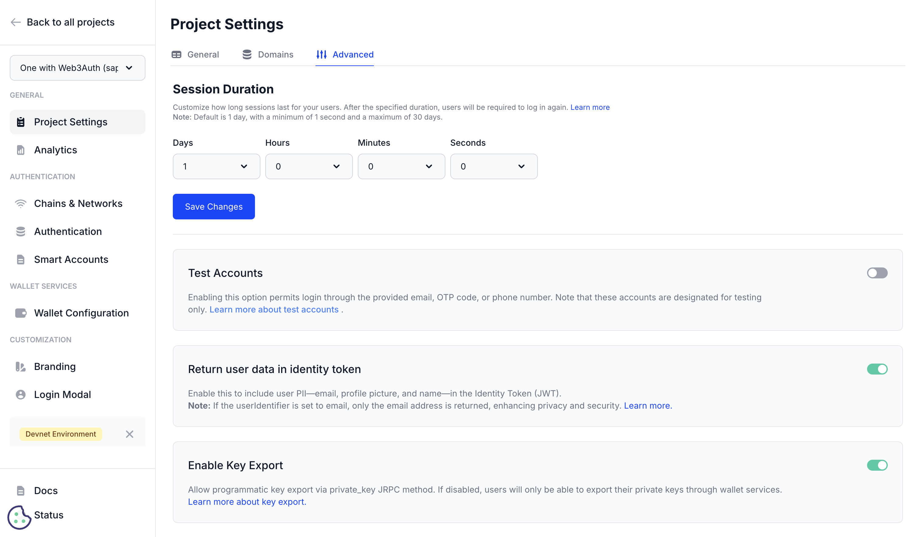Session Management Settings